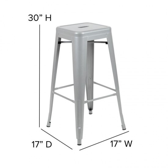 4PK 30" Silver Stool-Gray Seat
