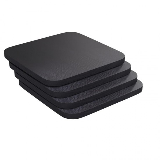 4PK Black Poly Resin Wood Seats with Rounded Edge