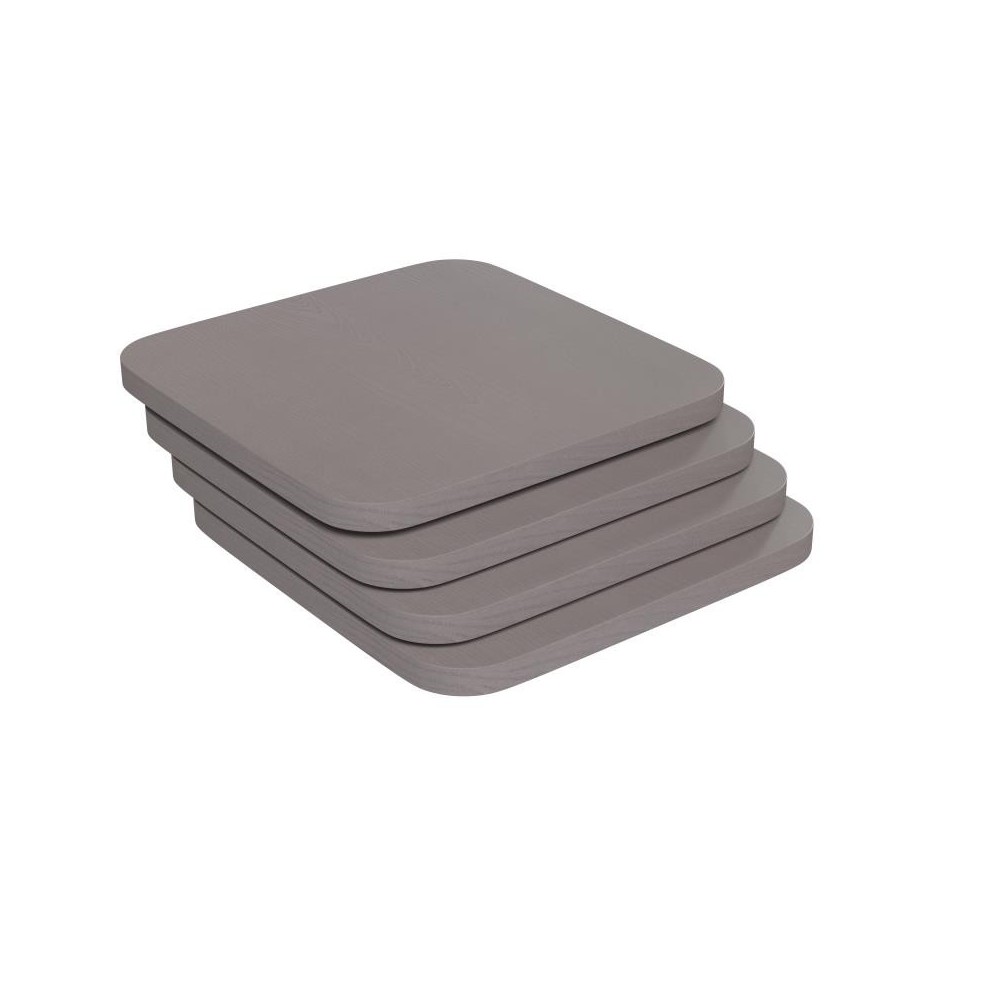 4PK Gray Poly Resin Wood Seats with Rounded Edges