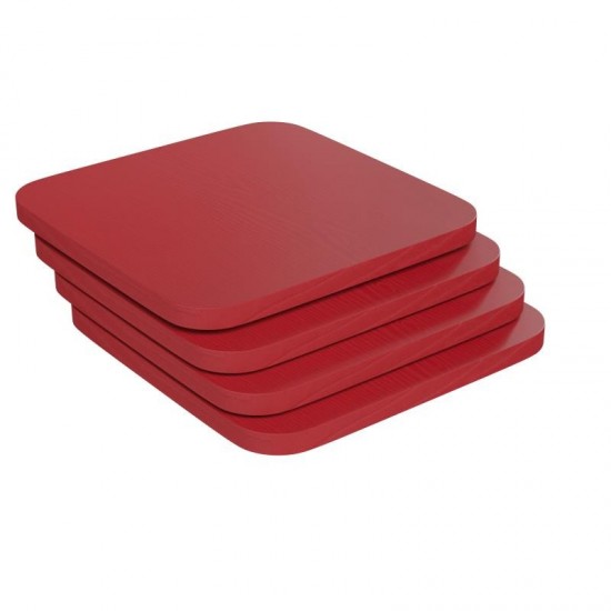 4PK Red Poly Resin Wood Seats with Rounded Edges