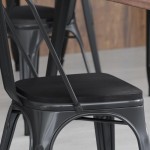 4PK Black Poly Resin Wood Square Seats