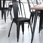 4PK Black Poly Resin Wood Square Seats