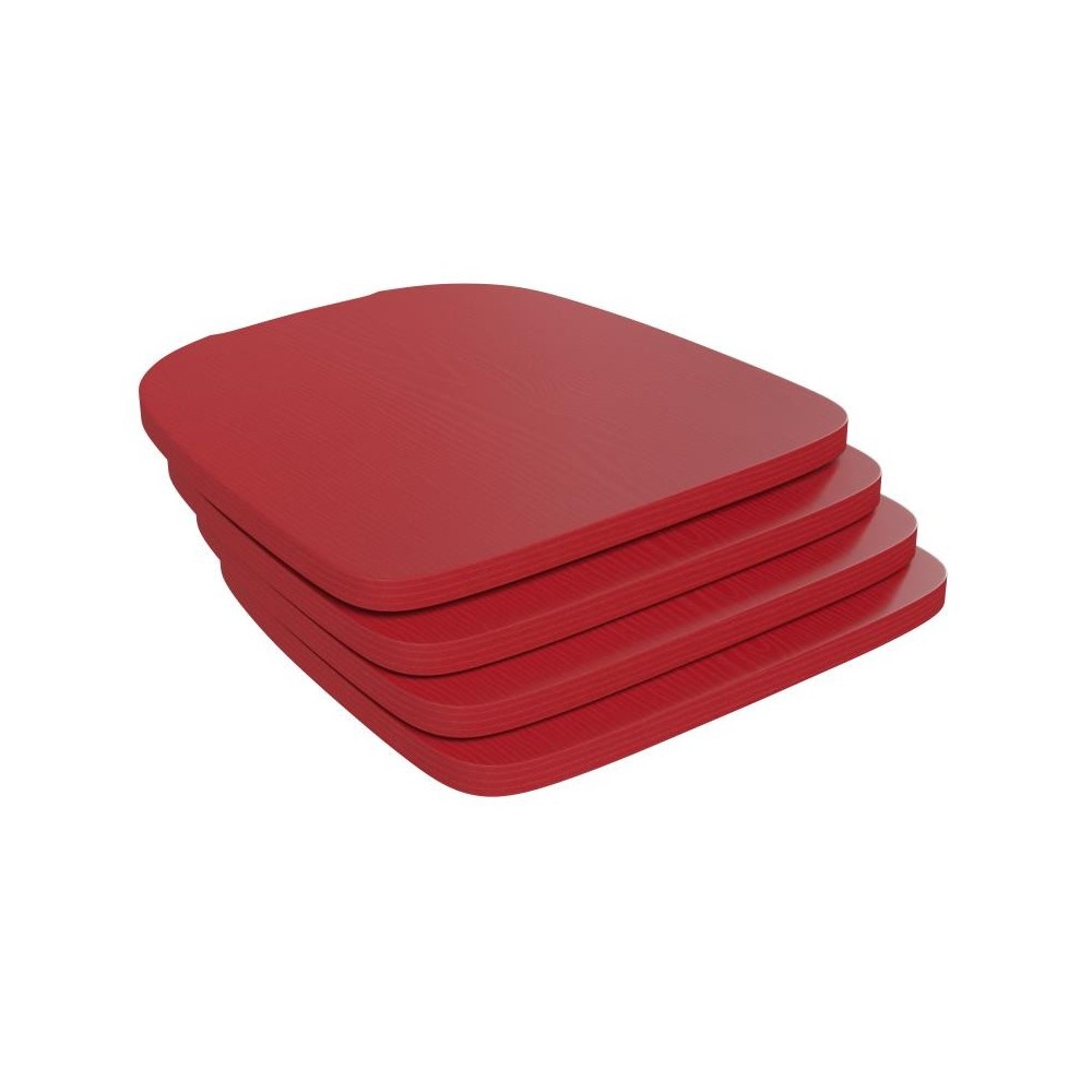 4PK Red Poly Resin Wood Square Seats