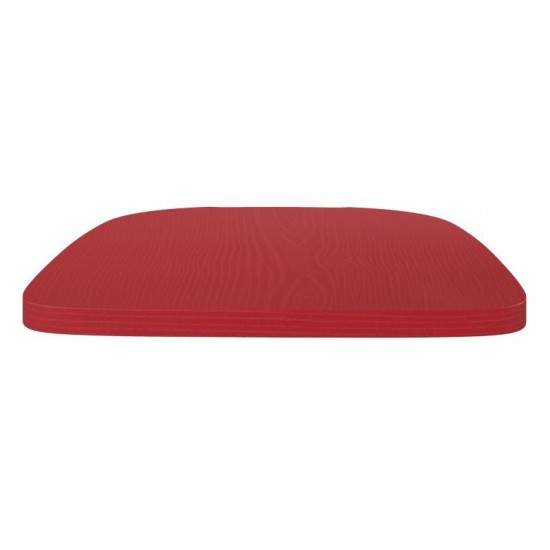 4PK Red Poly Resin Wood Square Seats