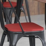 4PK Red Poly Resin Wood Square Seats