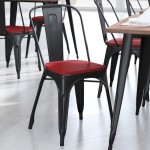 4PK Red Poly Resin Wood Square Seats