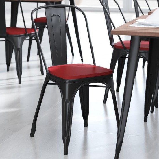 4PK Red Poly Resin Wood Square Seats