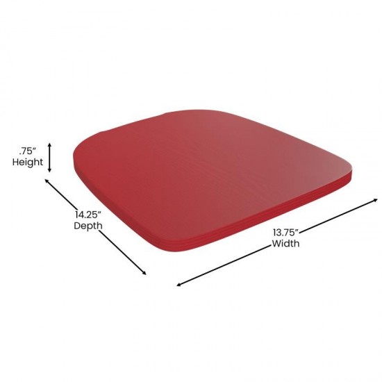 4PK Red Poly Resin Wood Square Seats