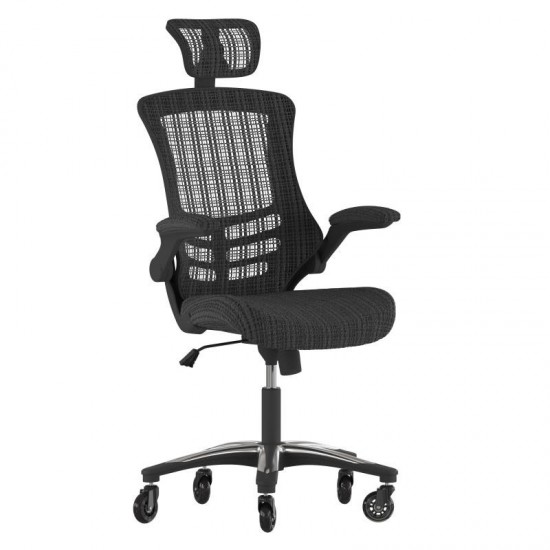 Kelista Black Chair with Roller Wheels