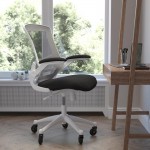Kelista Mid-Back Black Mesh Swivel Ergonomic Task Office Chair with White Frame