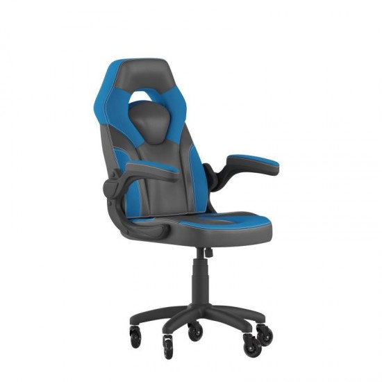 X10 Blue/Black LeatherSoft Gaming Chair- Transparent Roller Wheels