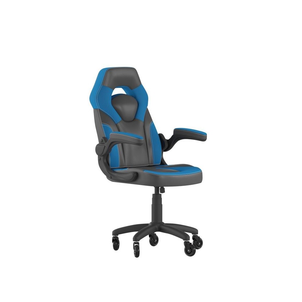 X10 Blue/Black LeatherSoft Gaming Chair- Transparent Roller Wheels