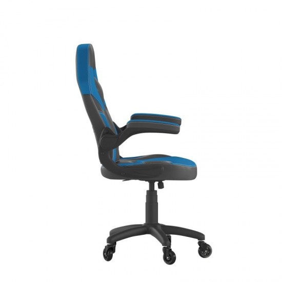 X10 Blue/Black LeatherSoft Gaming Chair- Transparent Roller Wheels