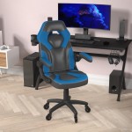 X10 Blue/Black LeatherSoft Gaming Chair- Transparent Roller Wheels