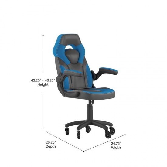 X10 Blue/Black LeatherSoft Gaming Chair- Transparent Roller Wheels