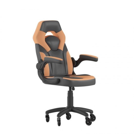 X10 Orange/Black LeatherSoft Gaming Chair- Transparent Roller Wheels