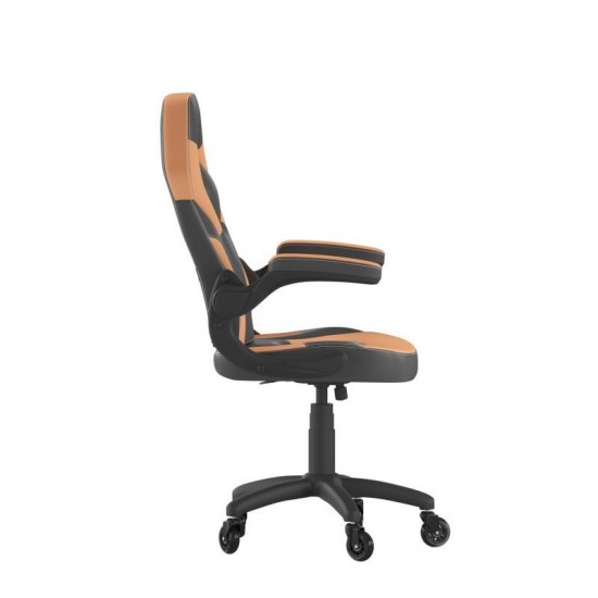 X10 Orange/Black LeatherSoft Gaming Chair- Transparent Roller Wheels