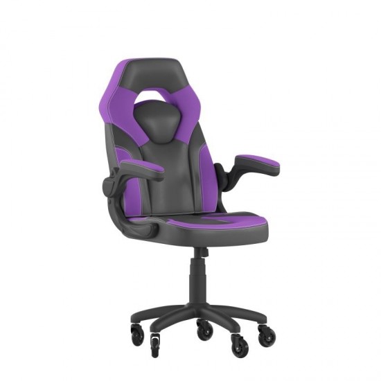 X10 Purple/Black LeatherSoft Gaming Chair- Transparent Roller Wheels