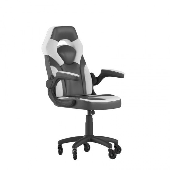 X10 White/Black LeatherSoft Gaming Chair- Transparent Roller Wheels