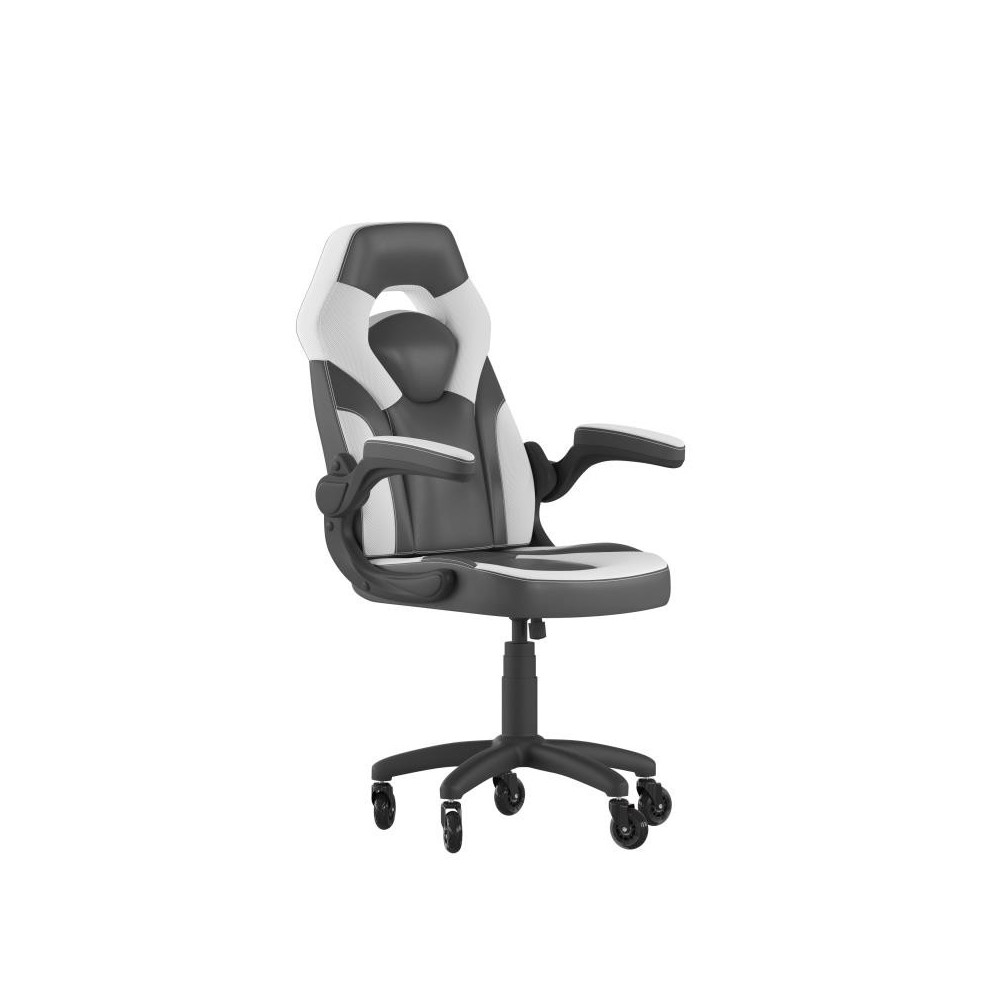 X10 White/Black LeatherSoft Gaming Chair- Transparent Roller Wheels