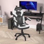 X10 White/Black LeatherSoft Gaming Chair- Transparent Roller Wheels