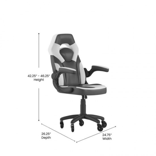 X10 White/Black LeatherSoft Gaming Chair- Transparent Roller Wheels