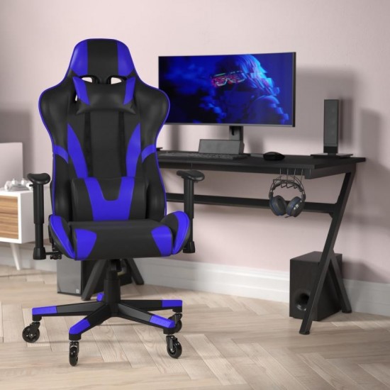 X20 Blue Gaming Chair-Skate Wheels