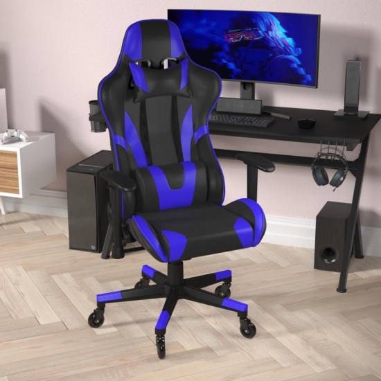 X20 Blue Gaming Chair-Skate Wheels