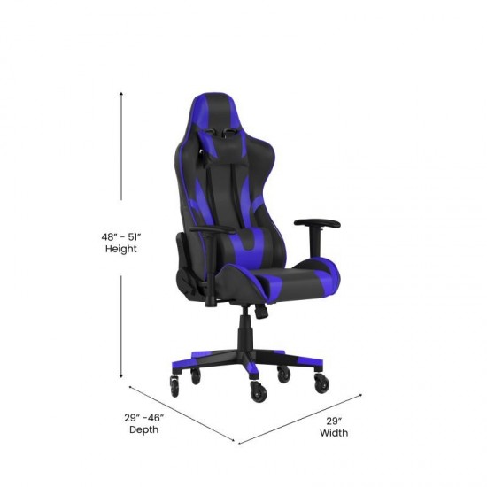 X20 Blue Gaming Chair-Skate Wheels