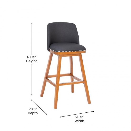 2PK 30" Charcoal Linen Stools