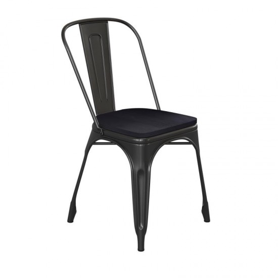 Perry Commercial Grade Black Metal Chair-Black Seat