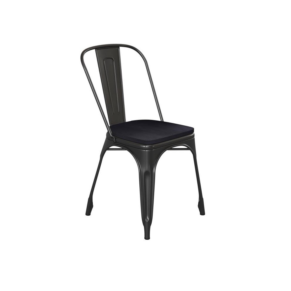 Perry Commercial Grade Black Metal Chair-Black Seat