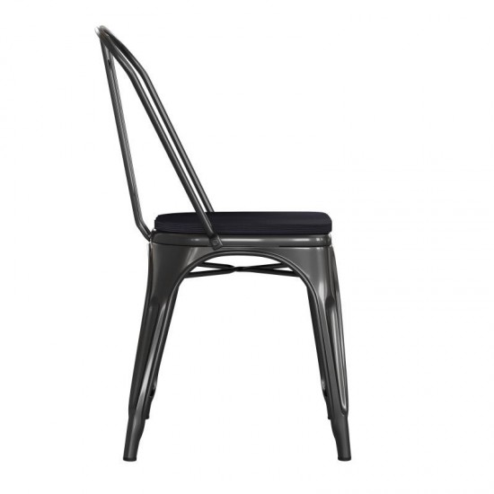 Perry Commercial Grade Black Metal Chair-Black Seat