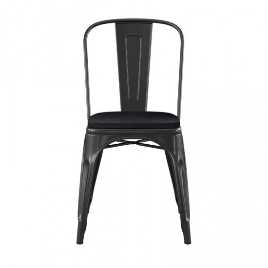 Perry Commercial Grade Black Metal Chair-Black Seat