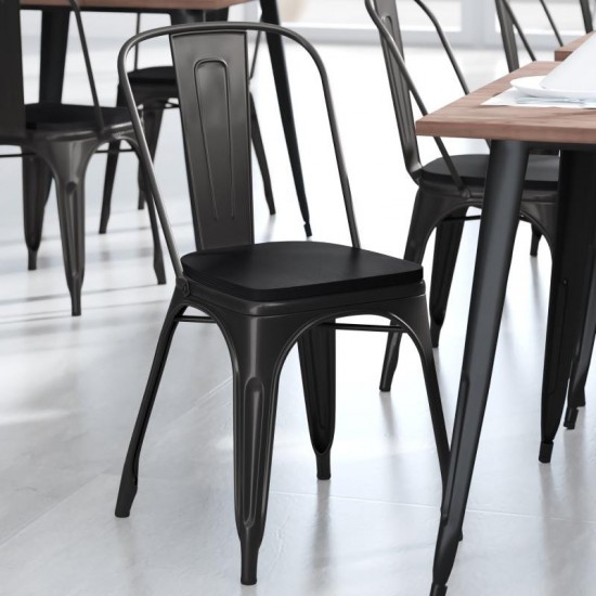 Perry Commercial Grade Black Metal Chair-Black Seat