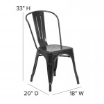 Perry Commercial Grade Black Metal Chair-Black Seat