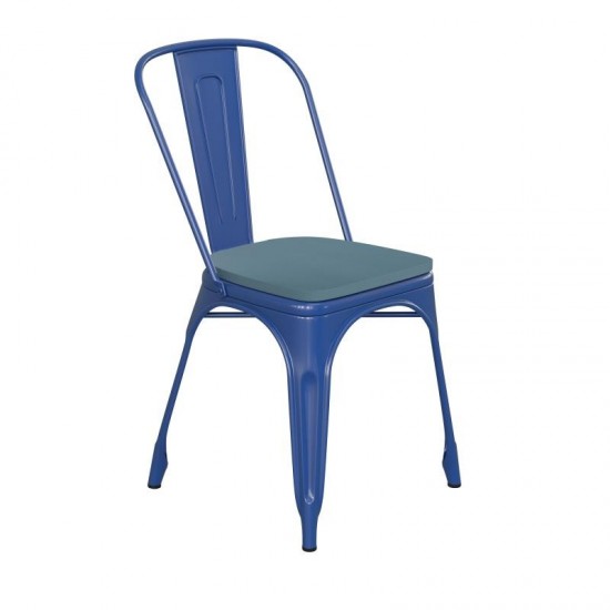 Blue Metal Chair-Teal Seat