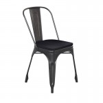 Perry Commercial Grade Black-Antique Gold Metal Chair-Black Seat