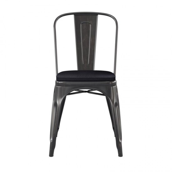 Perry Commercial Grade Black-Antique Gold Metal Chair-Black Seat