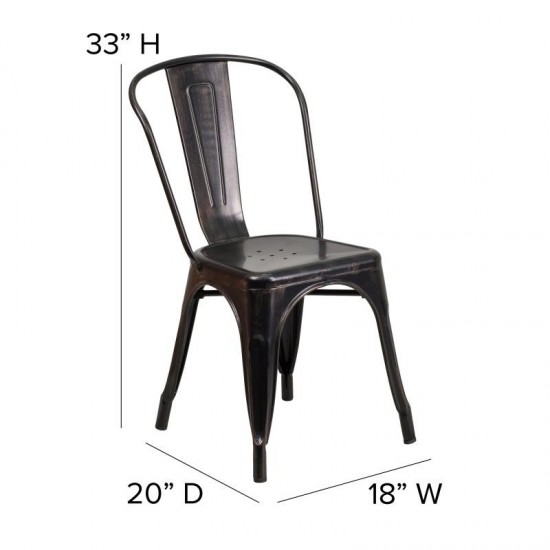 Perry Commercial Grade Black-Antique Gold Metal Chair-Black Seat