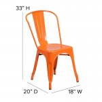 Orange Metal Chair-Teak Seat