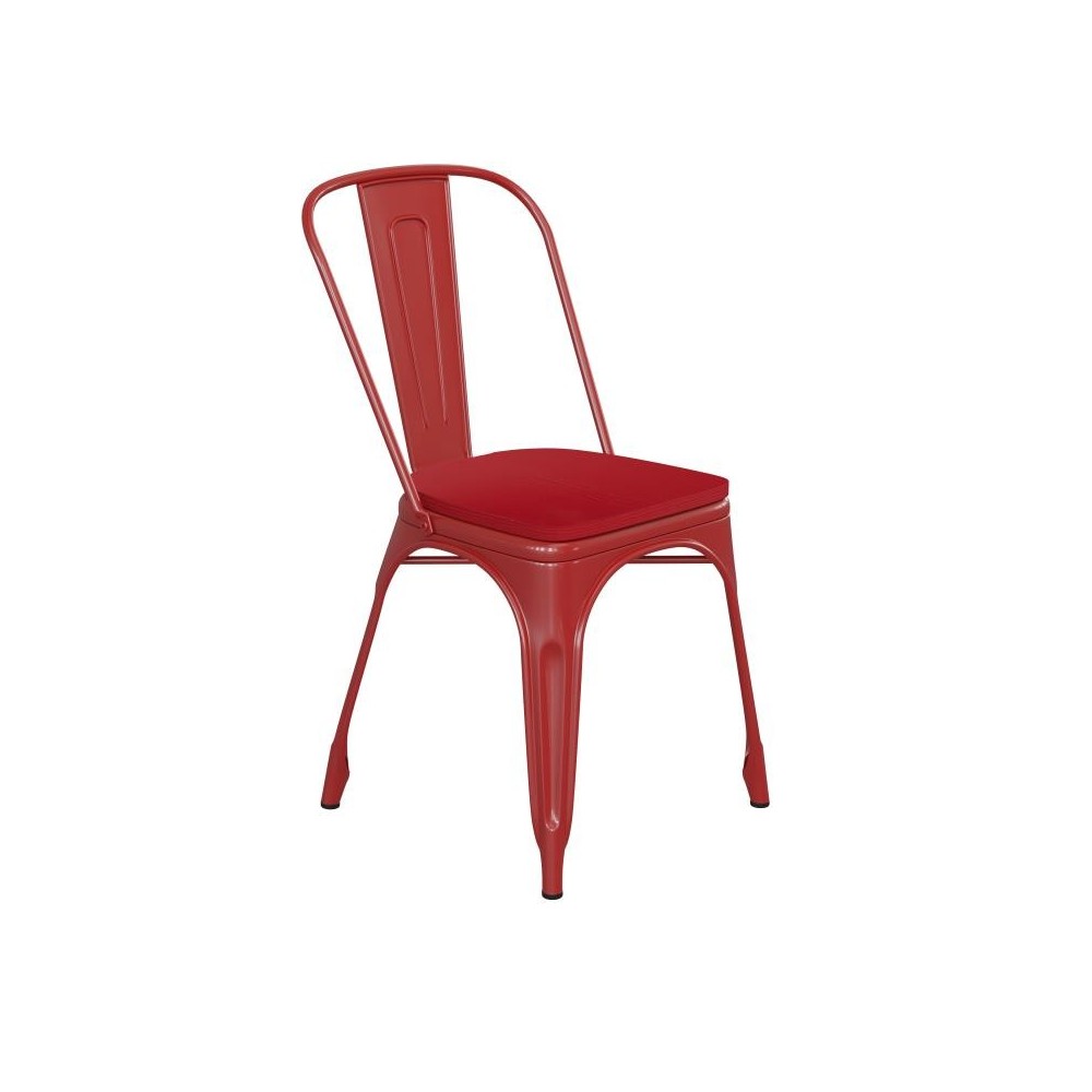 Red Metal Chair-Red Seat