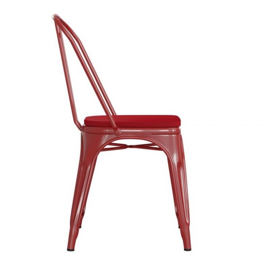 Red Metal Chair-Red Seat