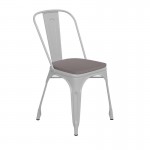 White Metal Chair-Gray Seat