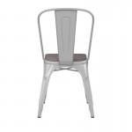 White Metal Chair-Gray Seat