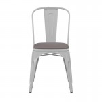 White Metal Chair-Gray Seat