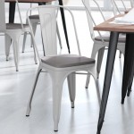 White Metal Chair-Gray Seat