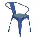 Luna Commercial Blue Metal Chair-Teal Seat