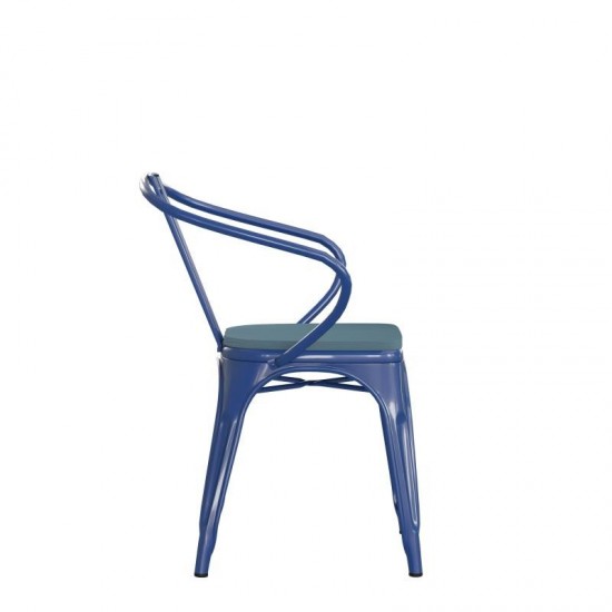 Luna Commercial Blue Metal Chair-Teal Seat