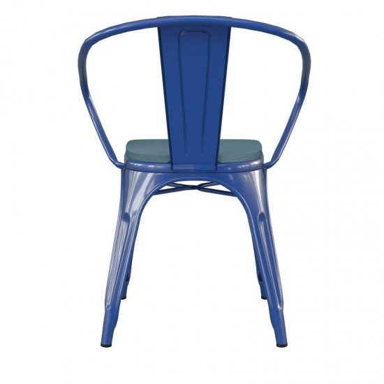 Luna Commercial Blue Metal Chair-Teal Seat